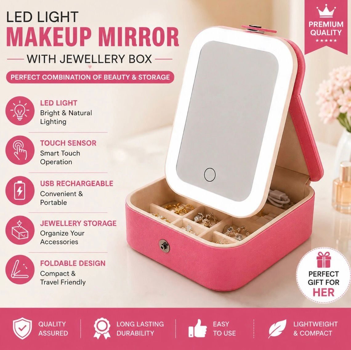 LED makeup travel kit