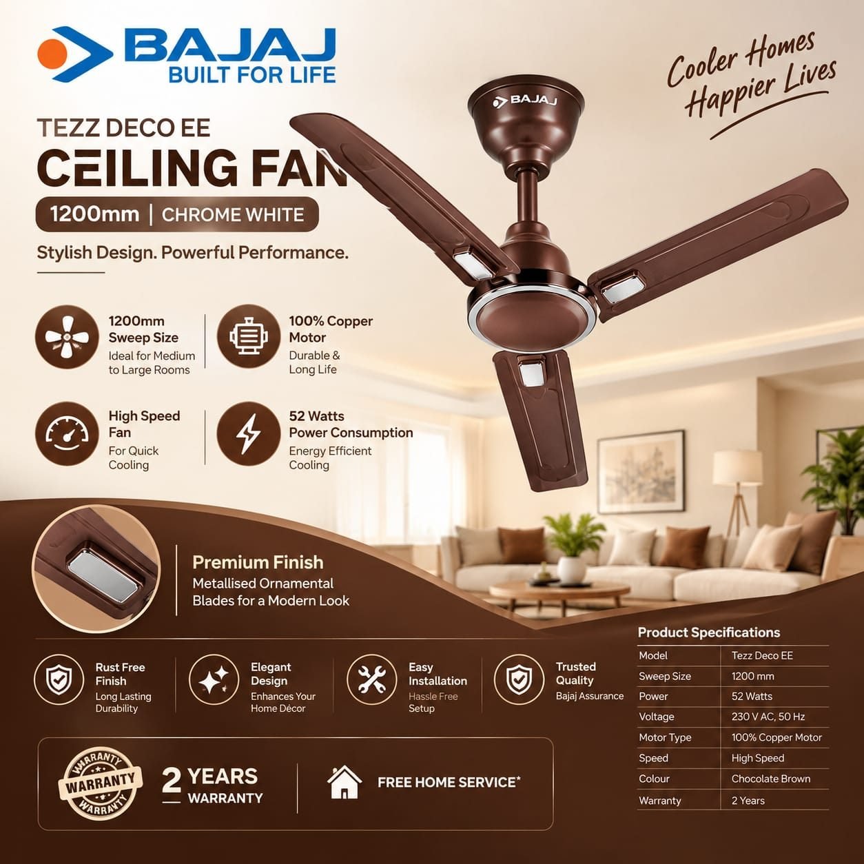 DECO Ceiling Fan Choco Broun